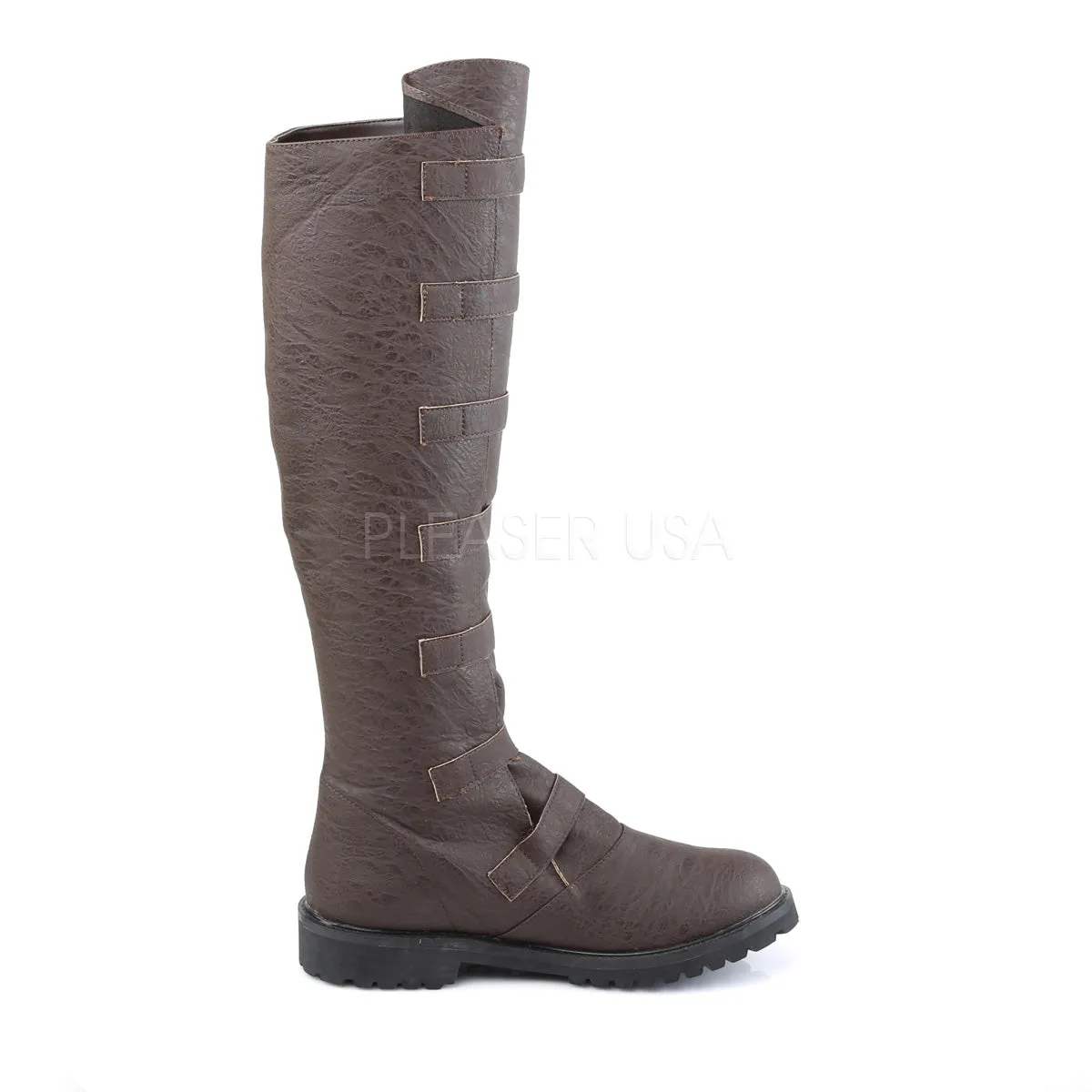 Men's 7-Buckle Knee High Boots Brown or Black GOTHAM-110