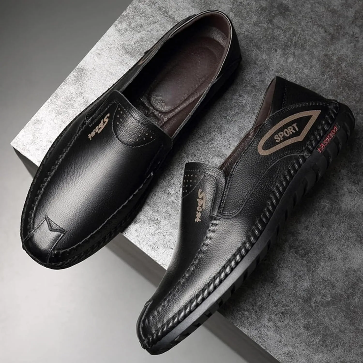 Men's Casual Soft Sole Dress Shoes, Fashionable Casual Driving Shoes, Spring/Summer Leather Low Top Work Shoes