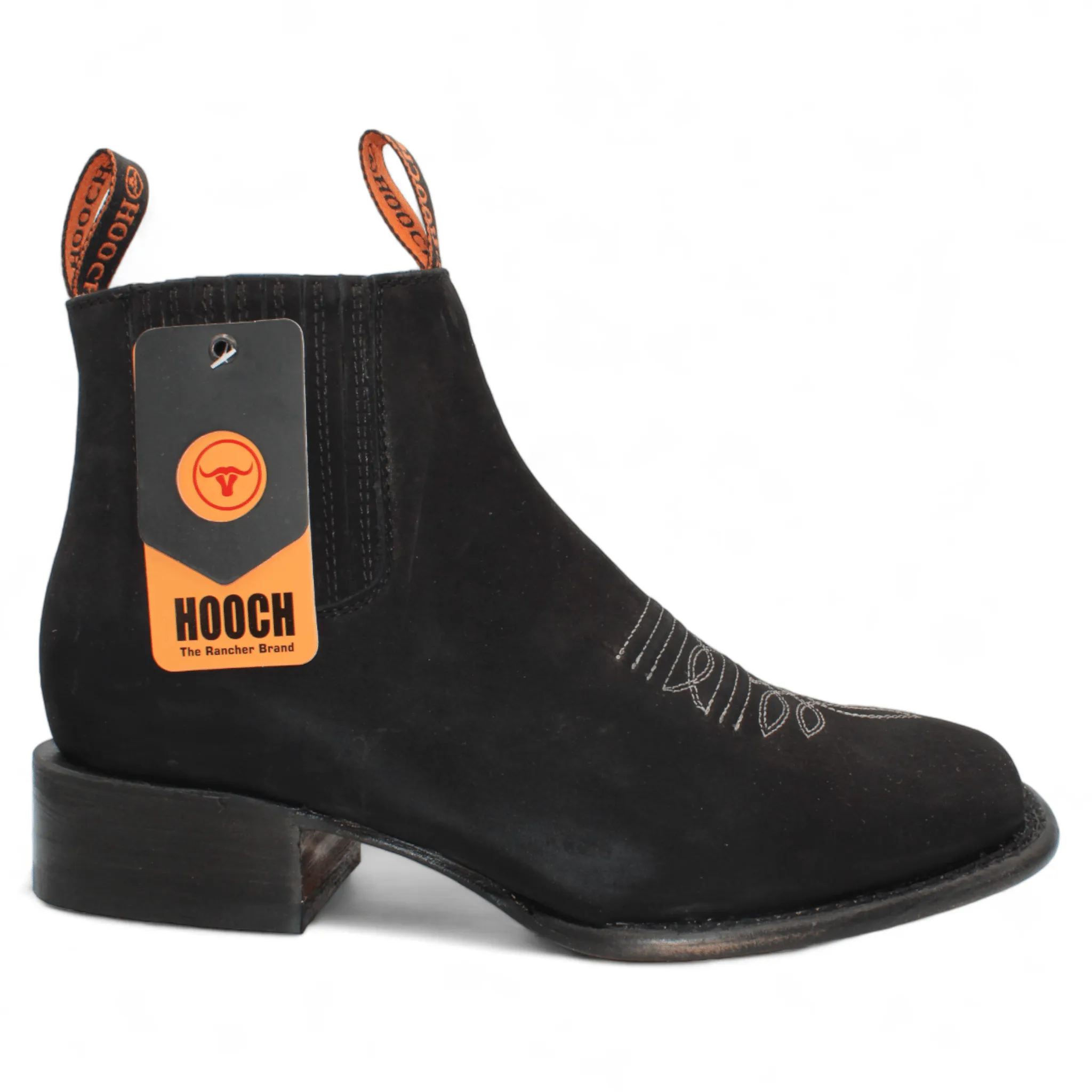 Men's Crazy Leather Square Toe Ankle Boots - Black H42P2805