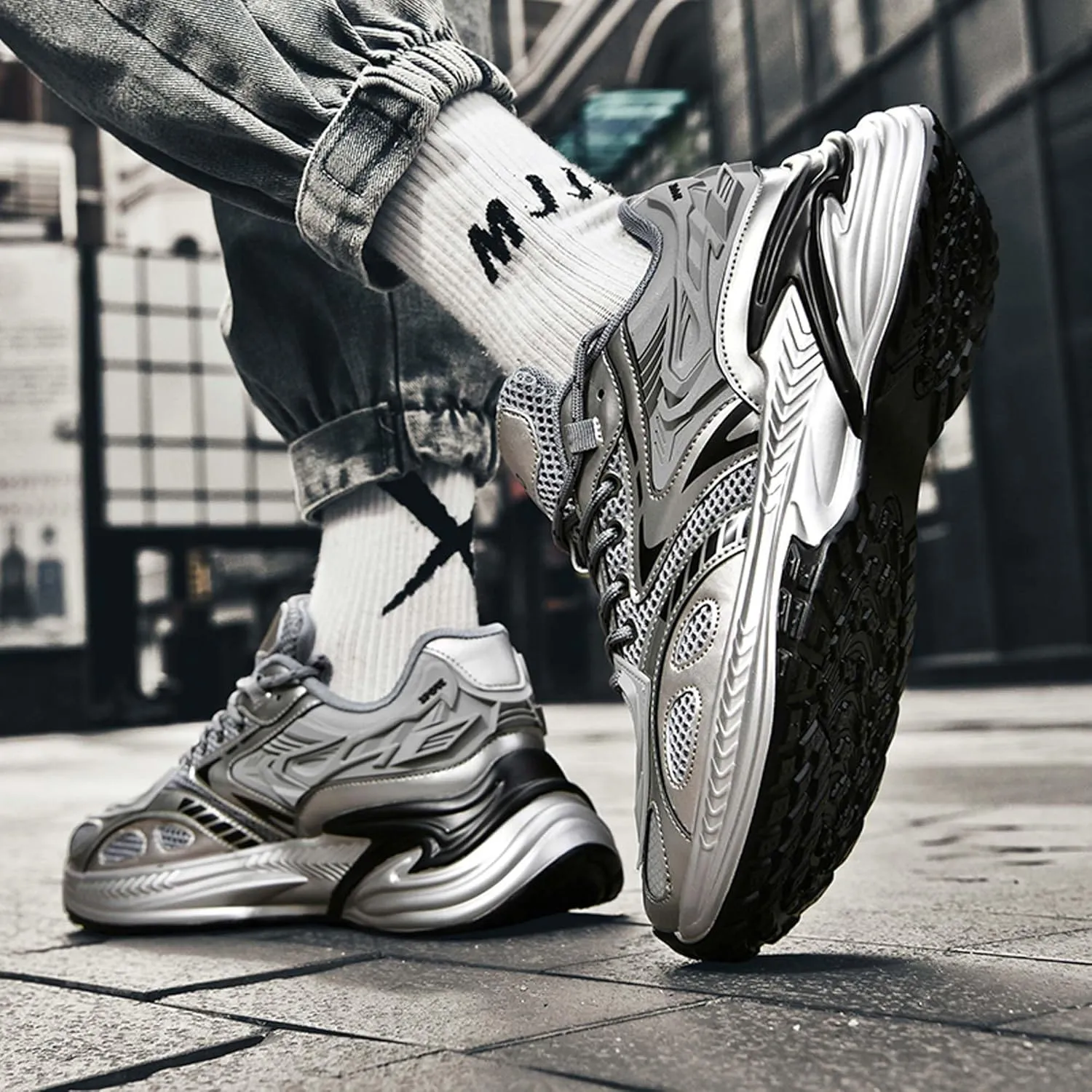 Men's Fashion Sneakers Breathable High Top Casual Walking Shoes Women's Walking Running Shoes Street Trend Thick Bottom Sports Walking Casual Shoes
