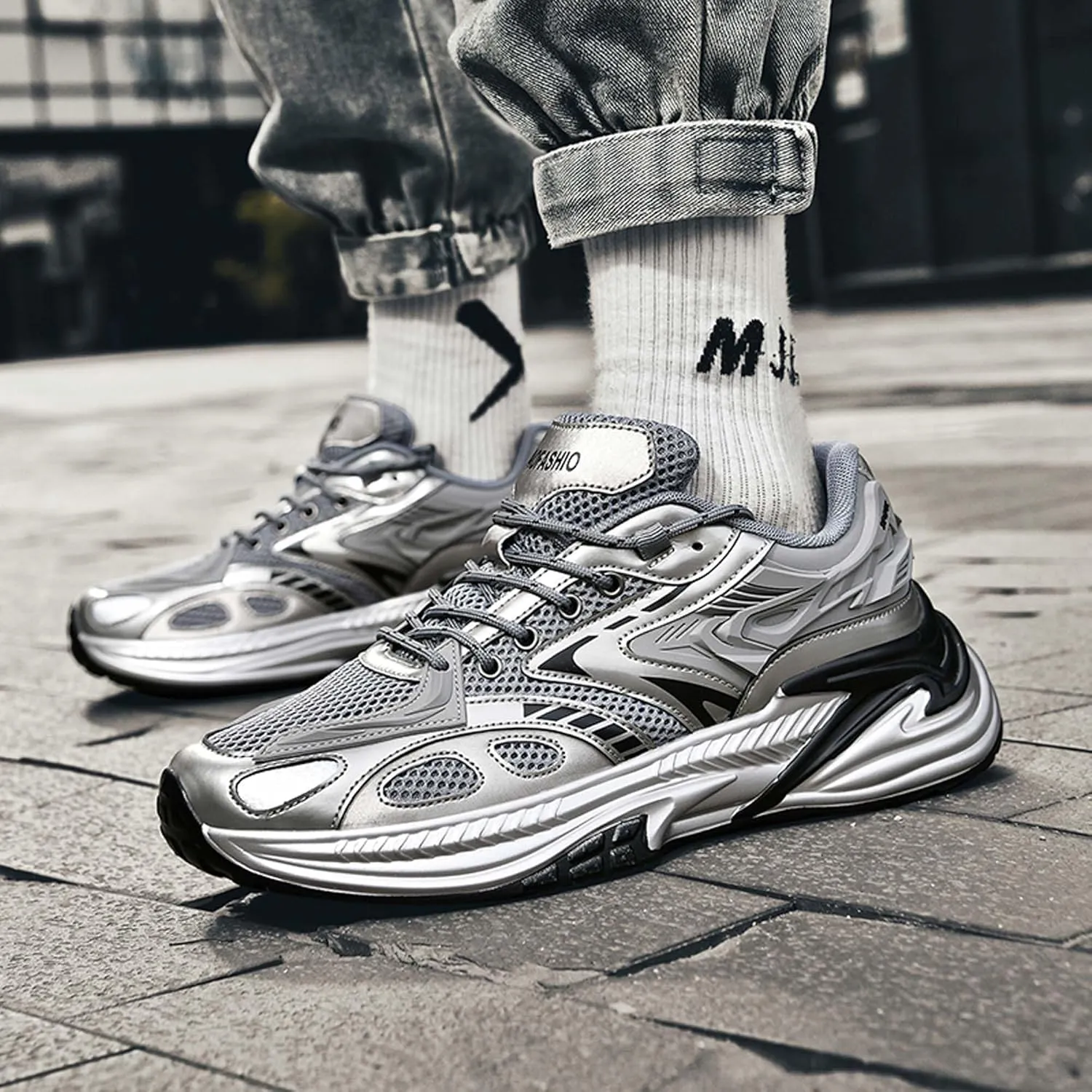 Men's Fashion Sneakers Breathable High Top Casual Walking Shoes Women's Walking Running Shoes Street Trend Thick Bottom Sports Walking Casual Shoes