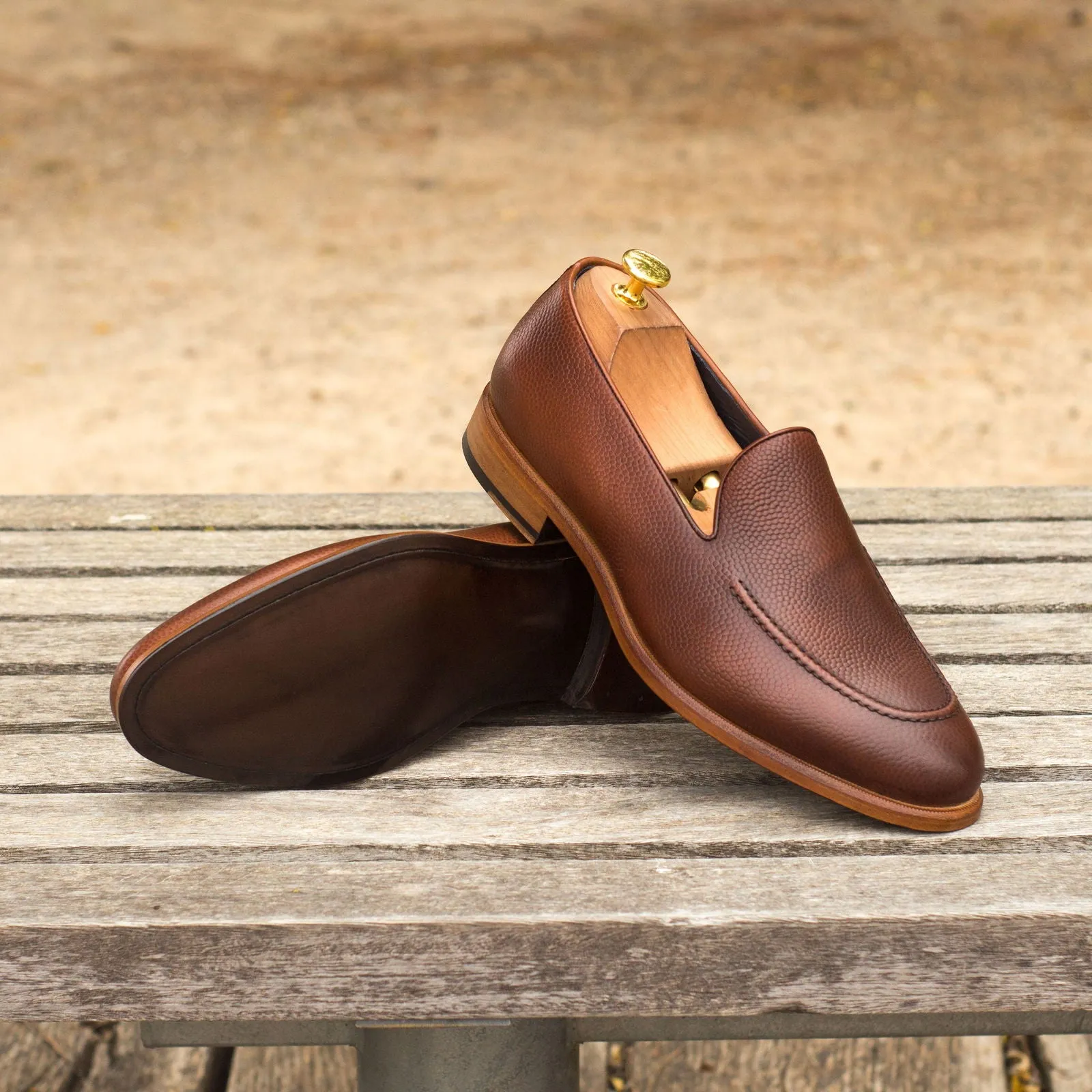 Men's Loafer Leather Shoes Wide Plus Size Brown Dark Brown 3792