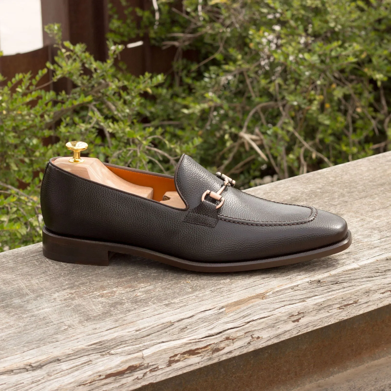 Men's Loafer Leather Shoes Wide Plus Size Dark Brown 2738