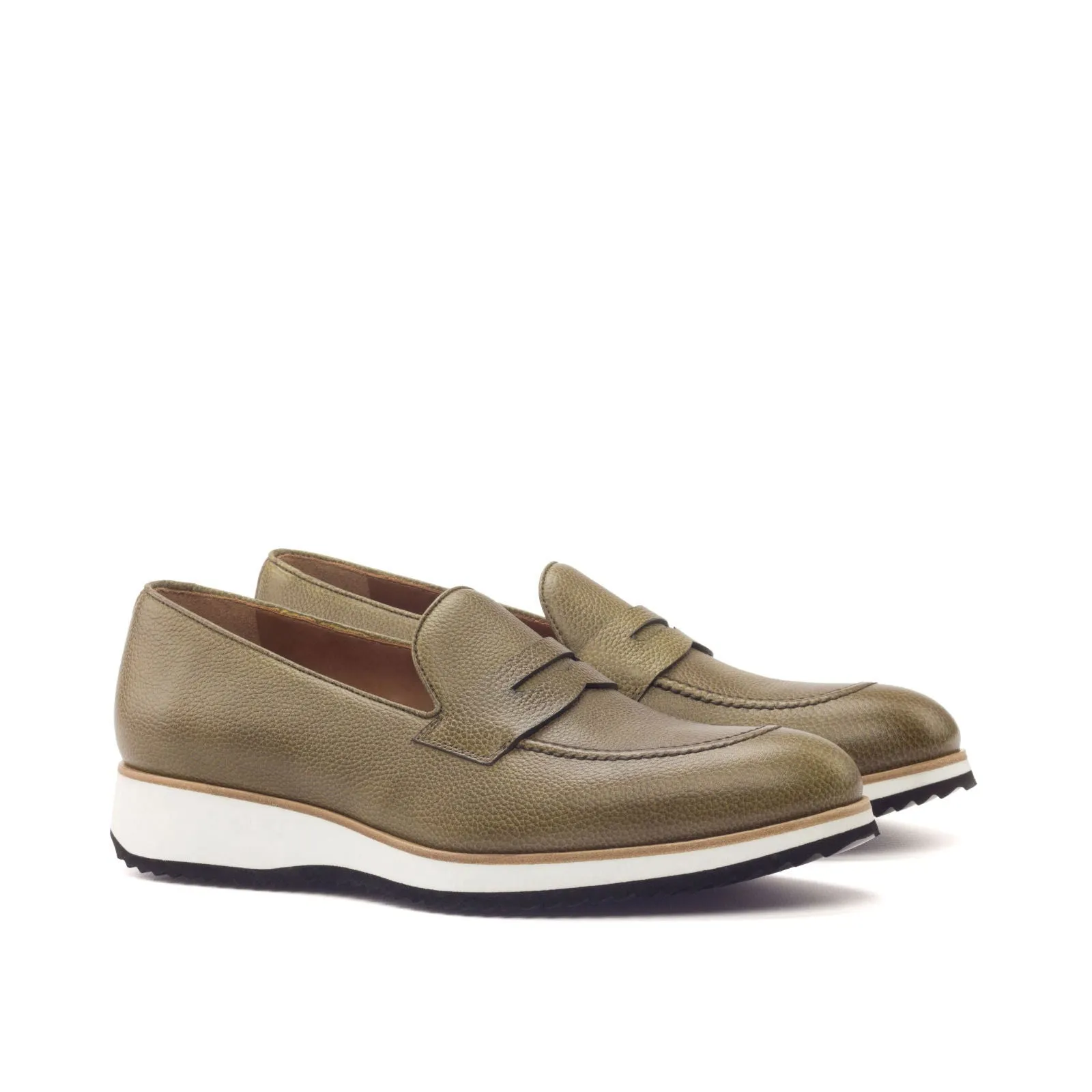 Men's Loafer Leather Shoes Wide Plus Size Green 3019