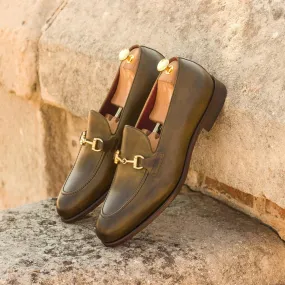 Men's Loafer Leather Shoes Wide Plus Size Green 3023