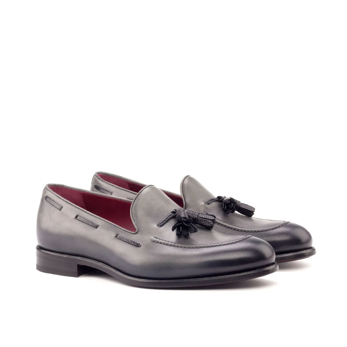 Men's Loafer Leather Shoes Wide Plus Size Grey Black 2788