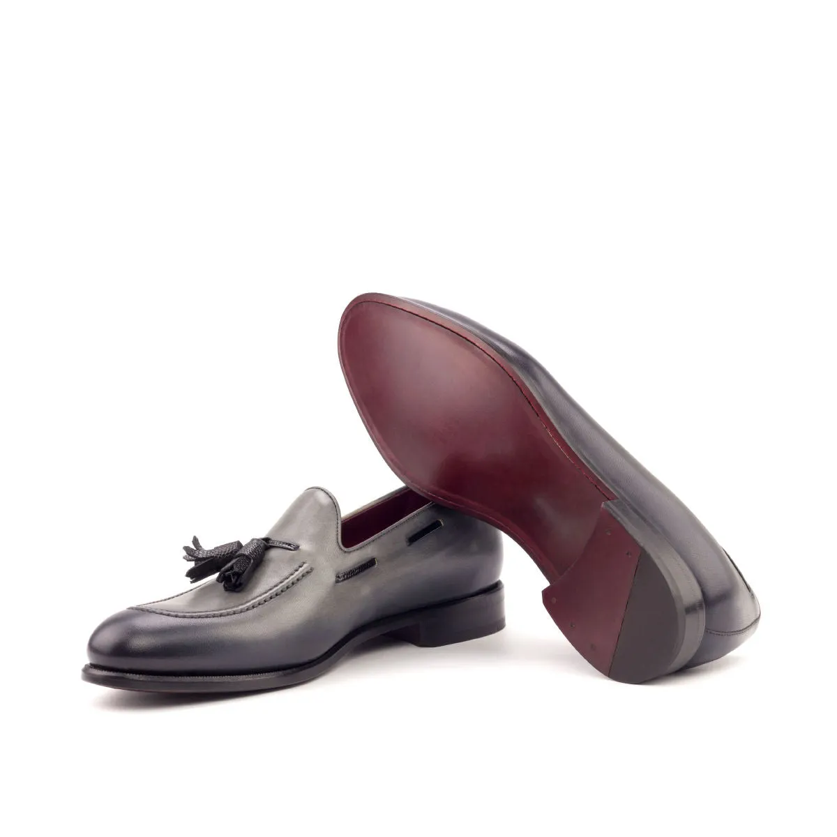 Men's Loafer Leather Shoes Wide Plus Size Grey Black 2788