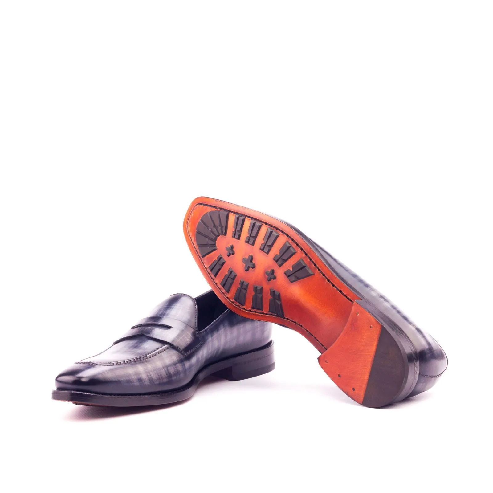 Men's Loafer Shoes Patina Leather Wide Plus Size Grey 3034