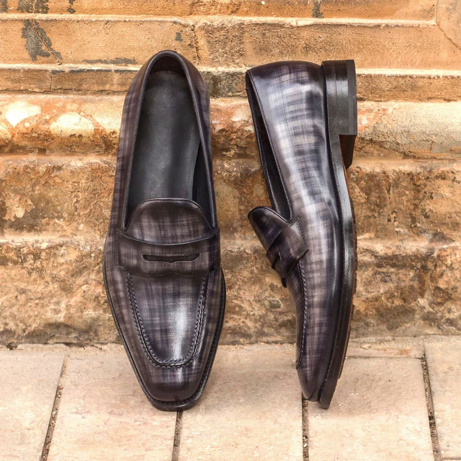 Men's Loafer Shoes Patina Leather Wide Plus Size Grey 3034