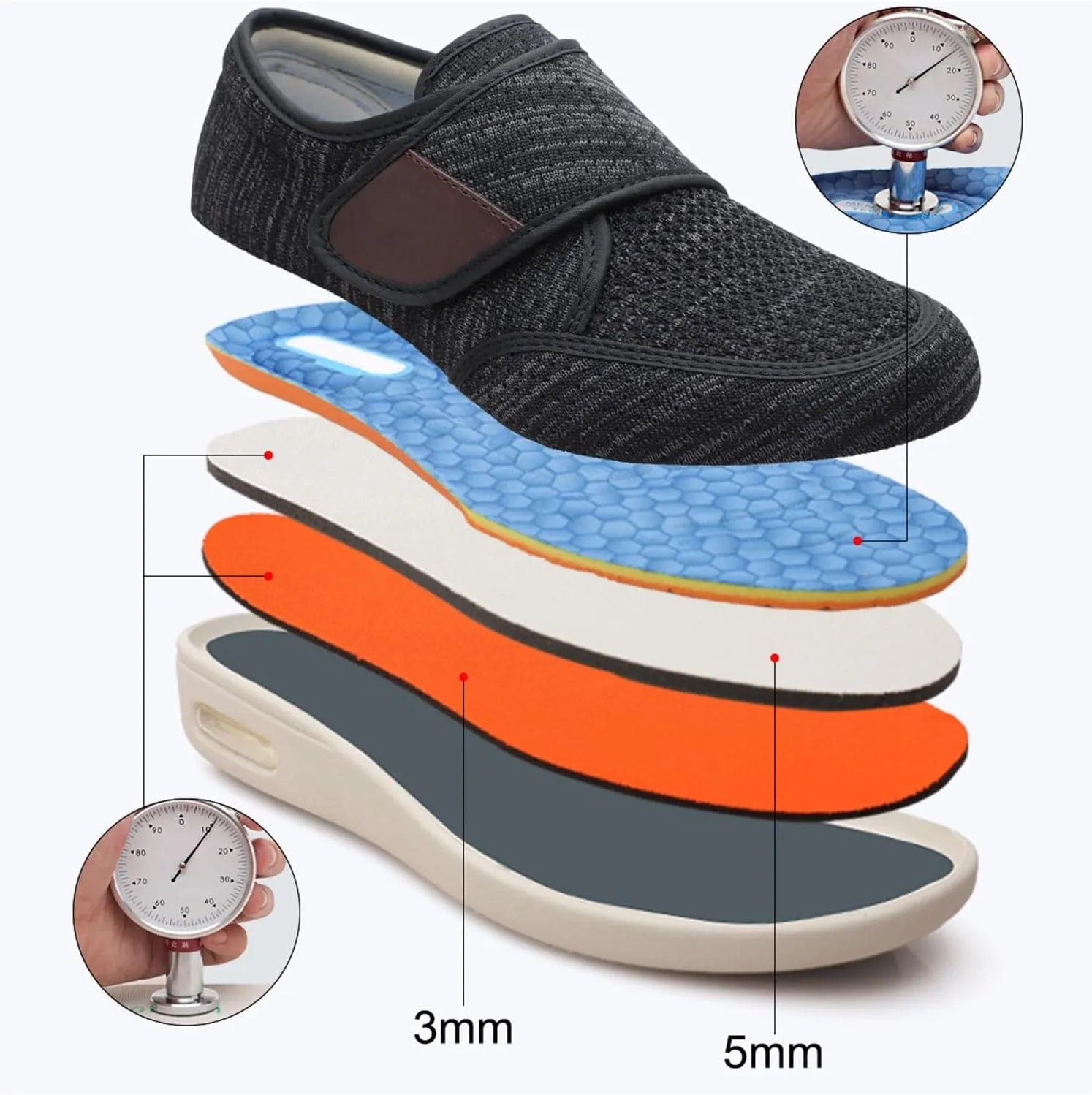 Orthopedic Casual Shoes, Swollen Feet Walking Edema Sneakers Lightweight Portable Breathable Plus Size Casual Air Cushion Trainers