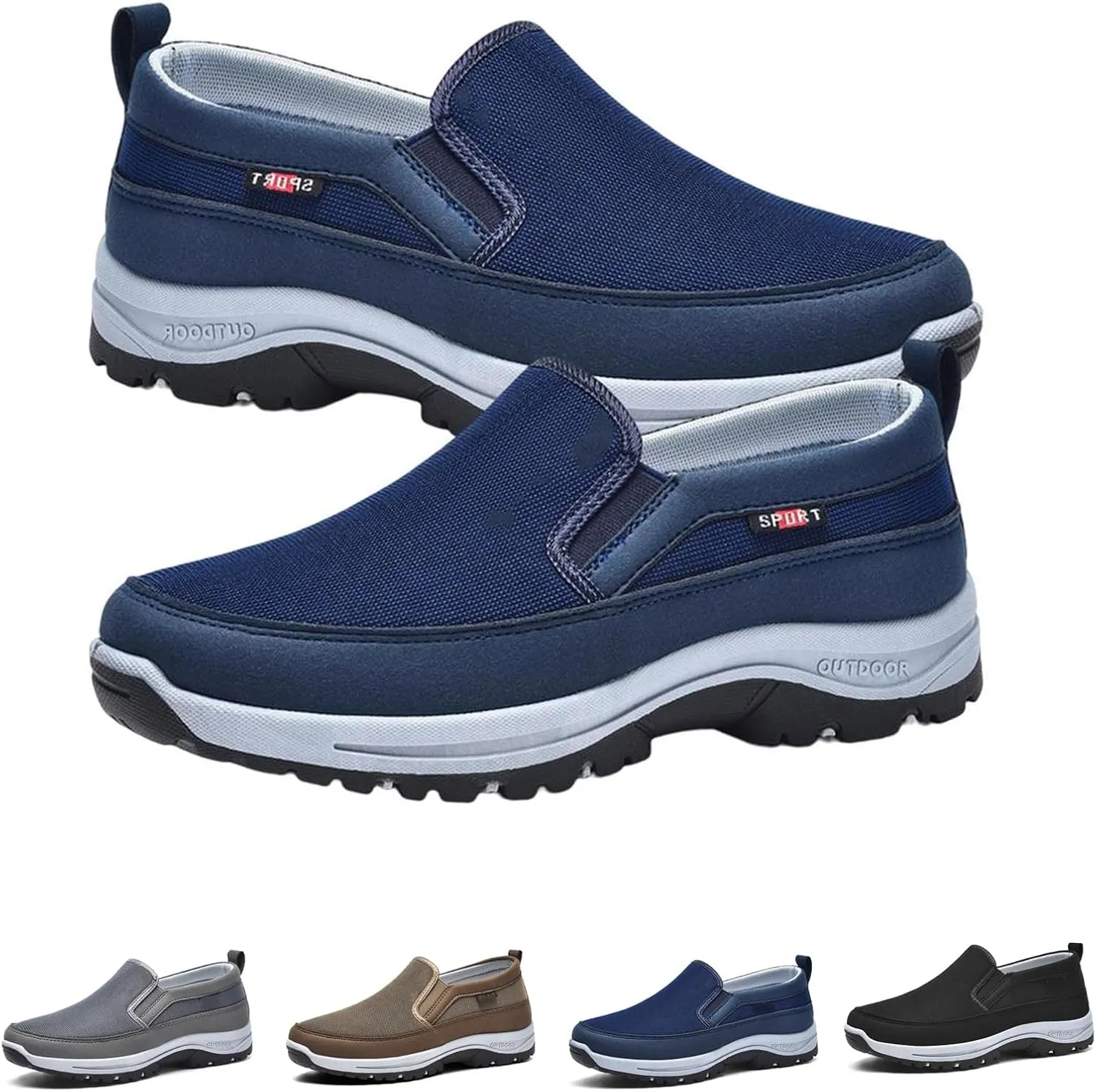 Orthoture Mens Shoes, Men's Arch Support Orthopedic Slip-on Running Hiking Sneakers Comfortable Hiking Loafers
