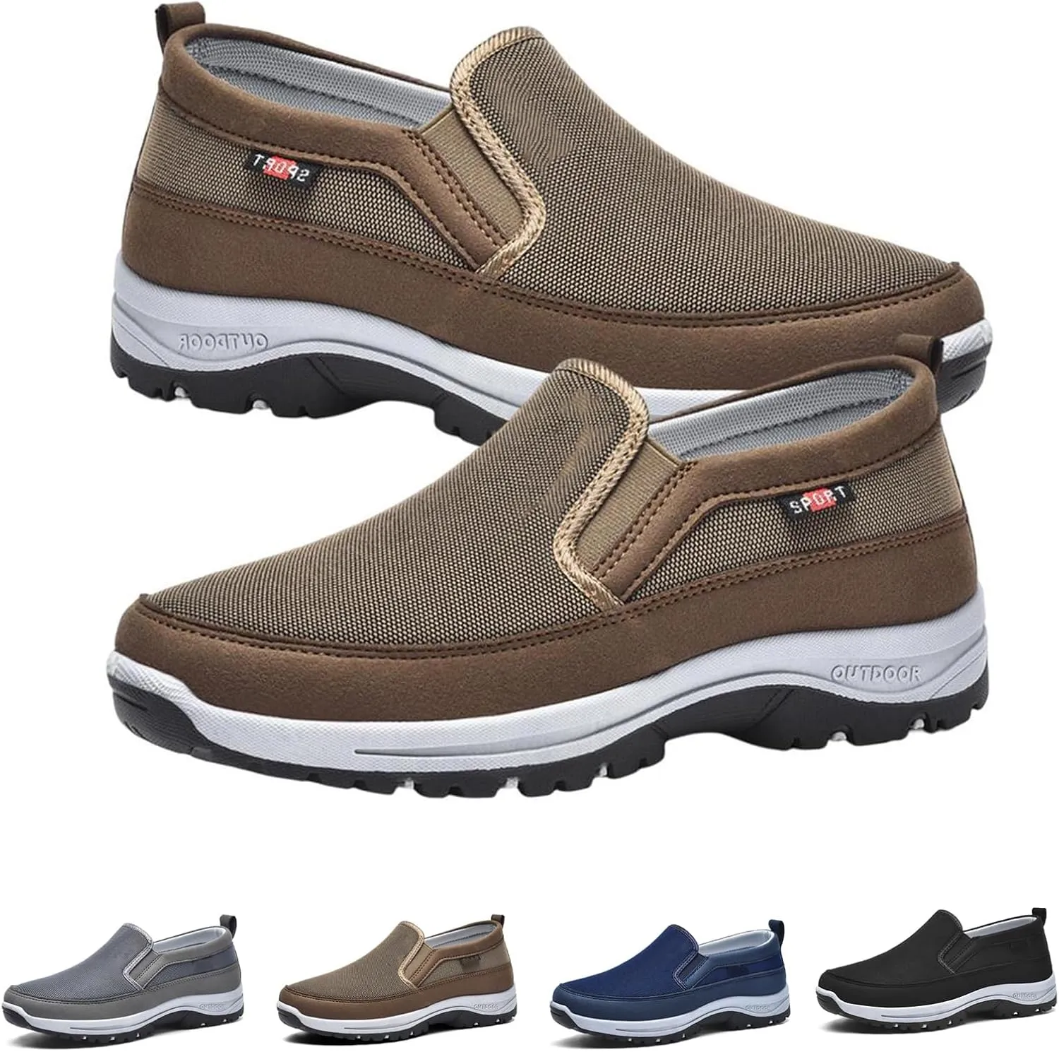 Orthoture Mens Shoes, Men's Arch Support Orthopedic Slip-on Running Hiking Sneakers Comfortable Hiking Loafers