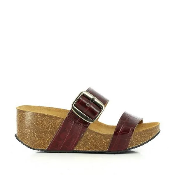 Plakton 273004 Burgundy Crocodile Women's Wedge Sandals