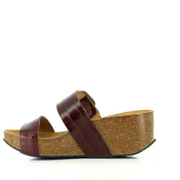 Plakton 273004 Burgundy Crocodile Women's Wedge Sandals