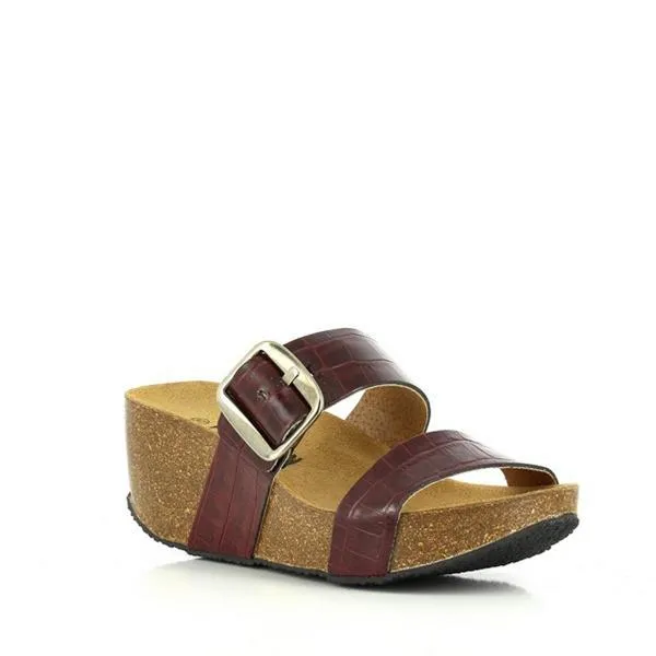 Plakton 273004 Burgundy Crocodile Women's Wedge Sandals