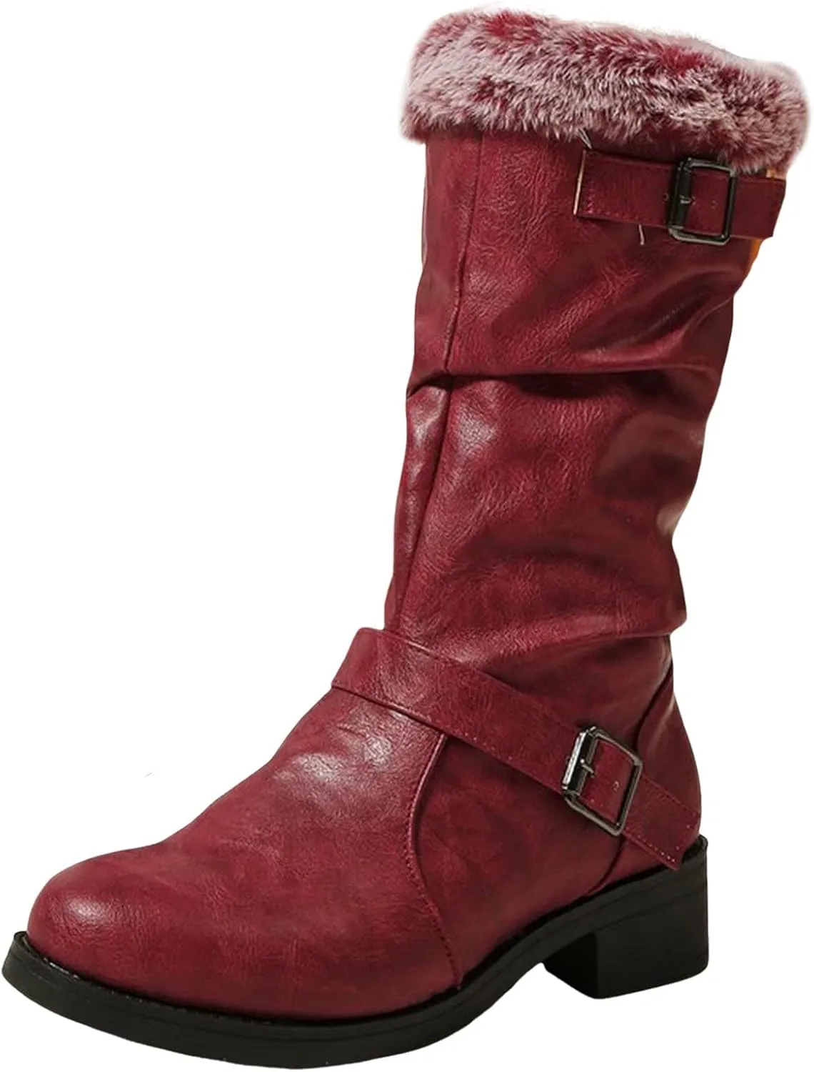 Snow Boots for Women Waterproof Leather Knee High Boots Winter Fully Fur Lined Wide Calf Cowboy Boots