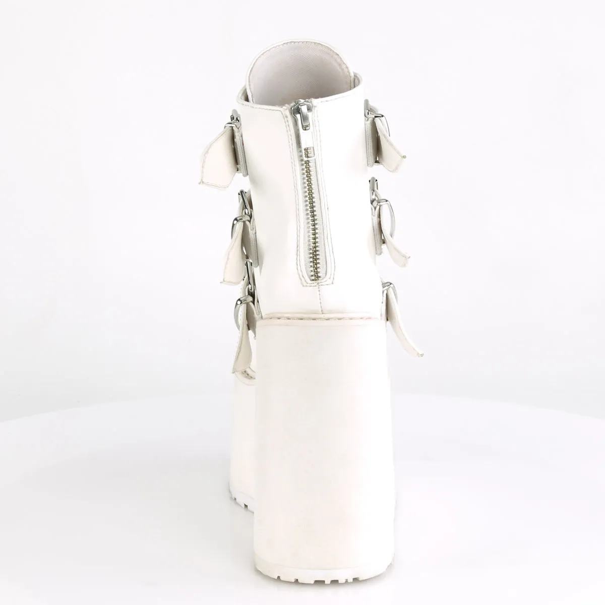 SWING-105 DemoniaCult White Vegan Leather Sexy Women's Ankle Boots (Alternative Footwear)