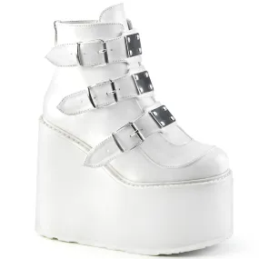 SWING-105 DemoniaCult White Vegan Leather Sexy Women's Ankle Boots (Alternative Footwear)