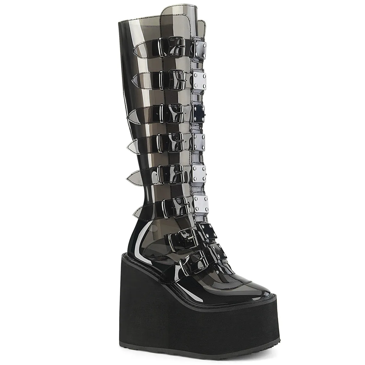 SWING-815C DemoniaCult Smoke Sexy Women's Mid-Calf & Knee High Boots (Alternative Footwear)