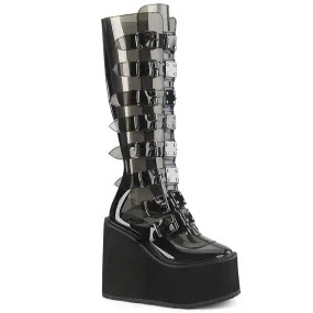 SWING-815C DemoniaCult Smoke Sexy Women's Mid-Calf & Knee High Boots (Alternative Footwear)
