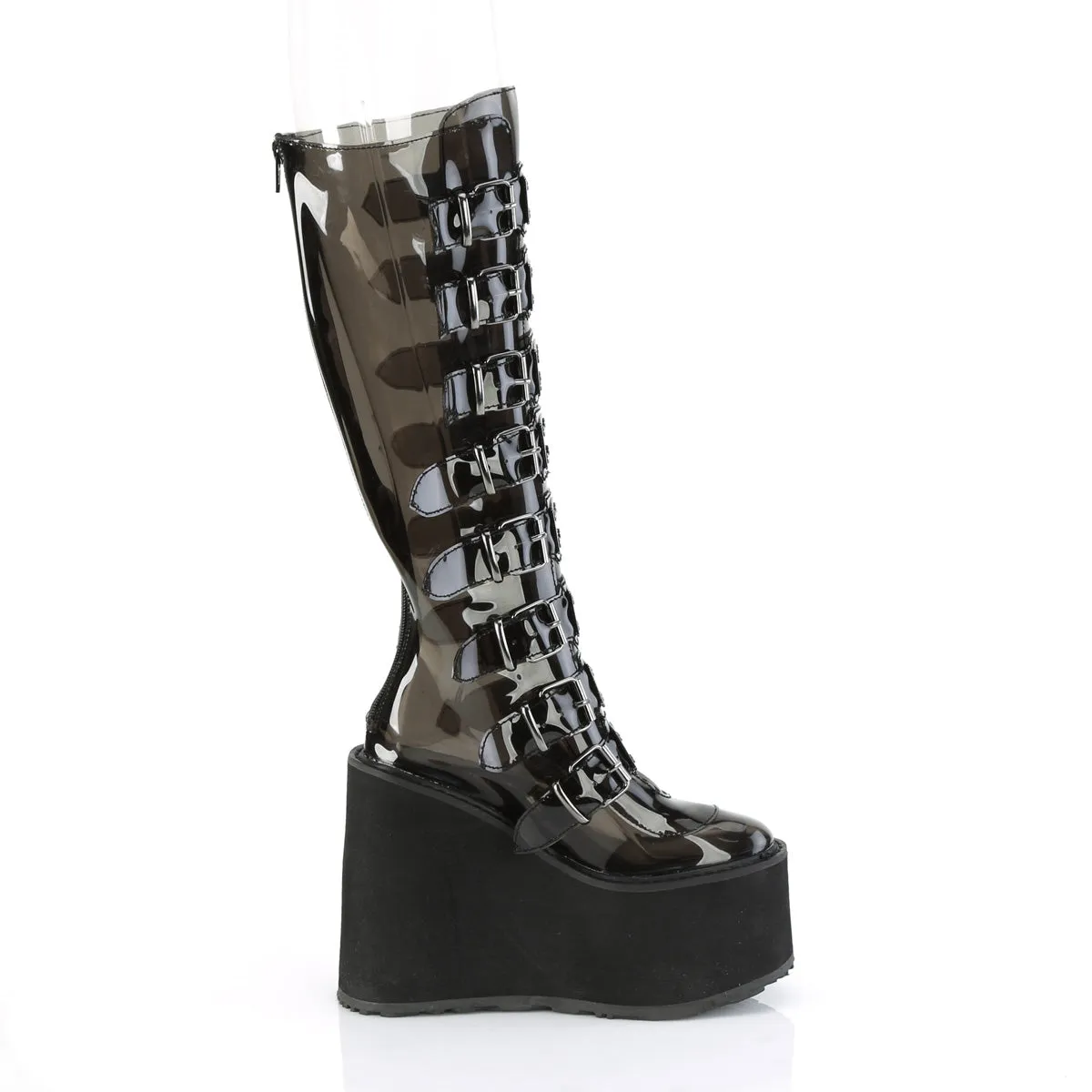 SWING-815C DemoniaCult Smoke Sexy Women's Mid-Calf & Knee High Boots (Alternative Footwear)