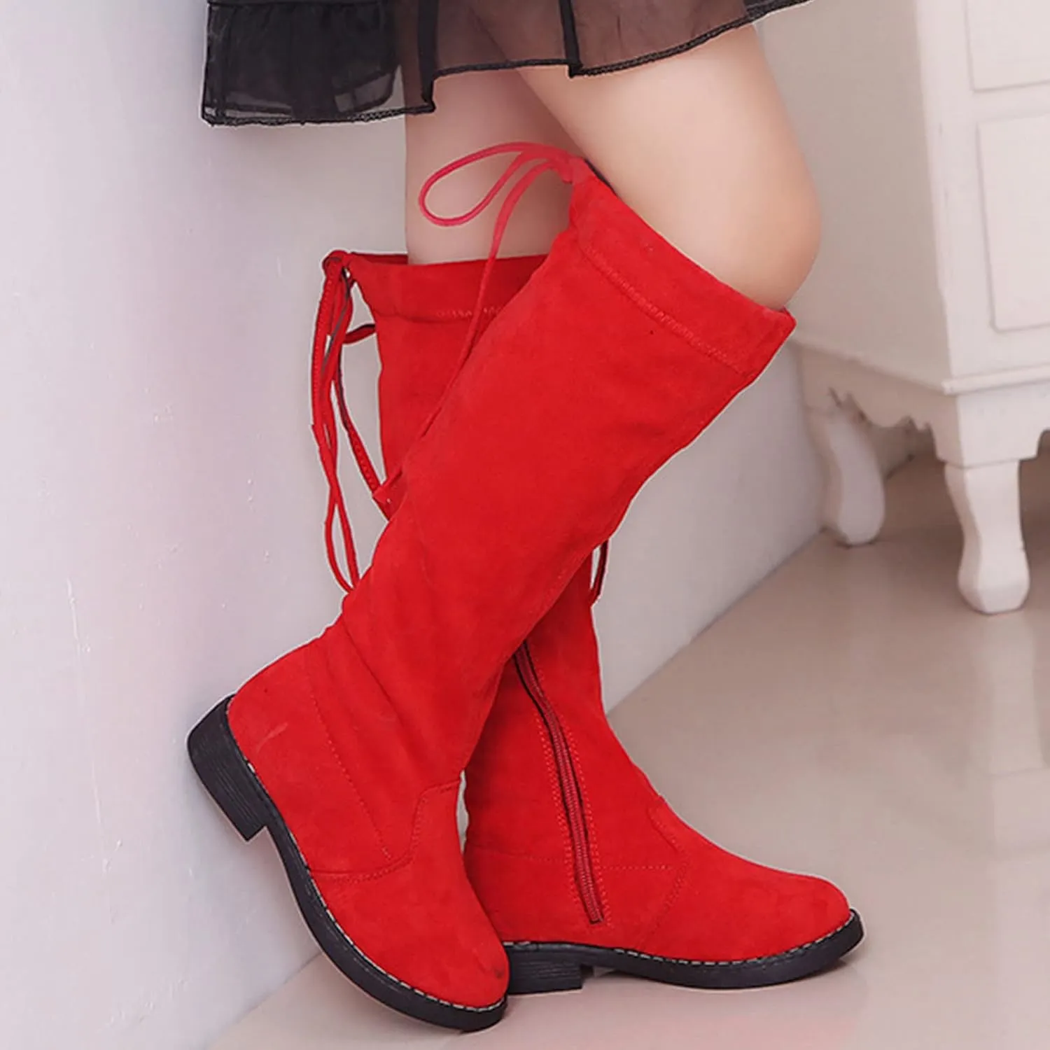 Toddler Big Kid Girl's Faux Lined Knee High Winter Riding Boots Thigh Boot Pointed Stretch Over The Knee Boots