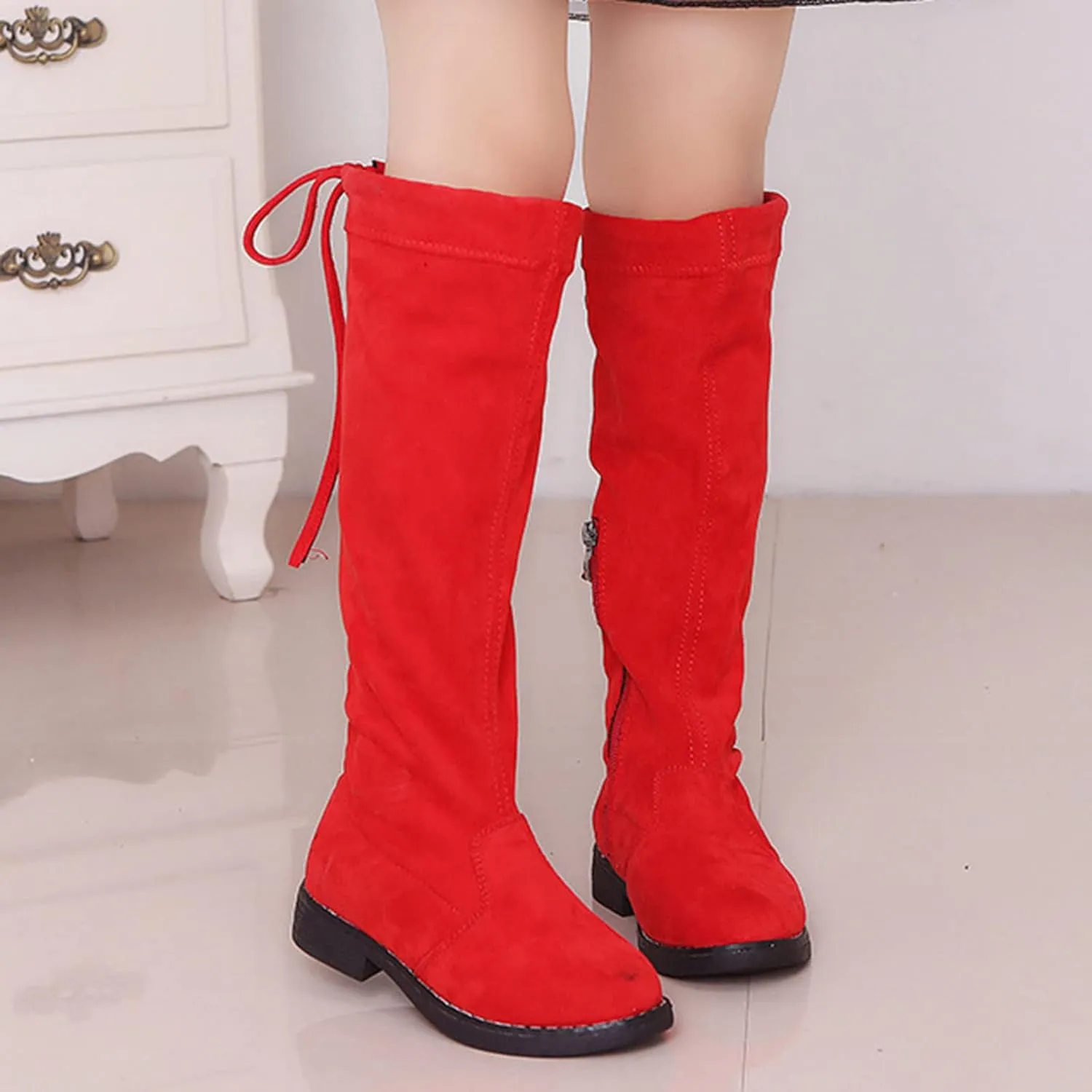 Toddler Big Kid Girl's Faux Lined Knee High Winter Riding Boots Thigh Boot Pointed Stretch Over The Knee Boots