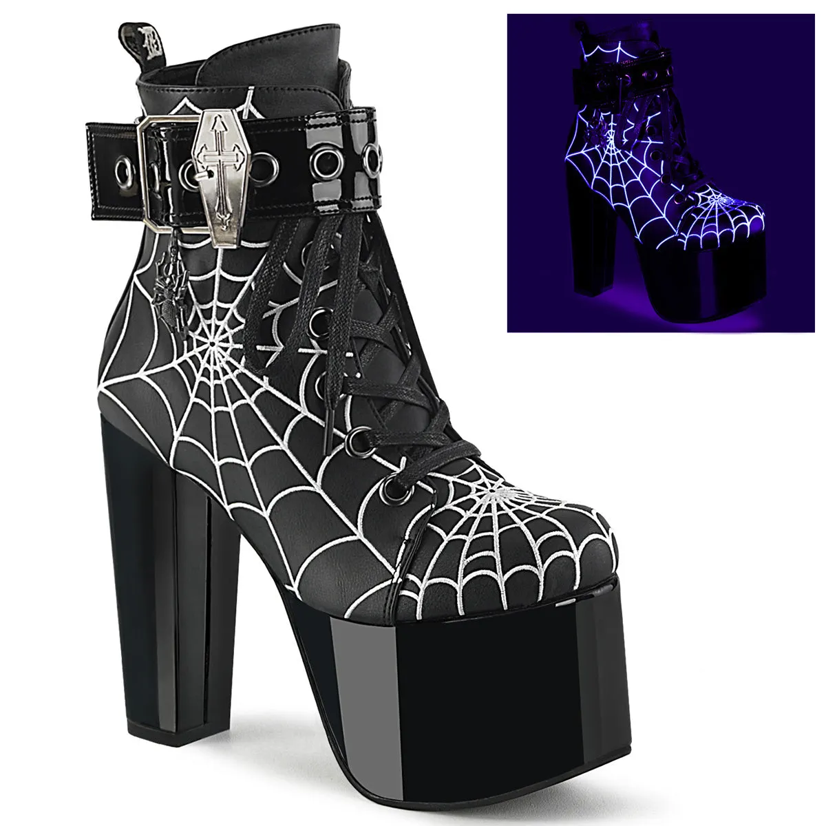 TORMENT-51 DemoniaCult Black Vegan Leather Sexy Women's Ankle Boots (Alternative Footwear)