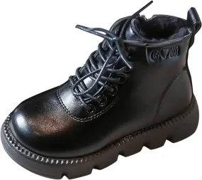 Warm Boots for Baby Fashion Spring Autumn Children Boots Boys And Girls Ankle Boots Thick (Black, 13 Little Child)