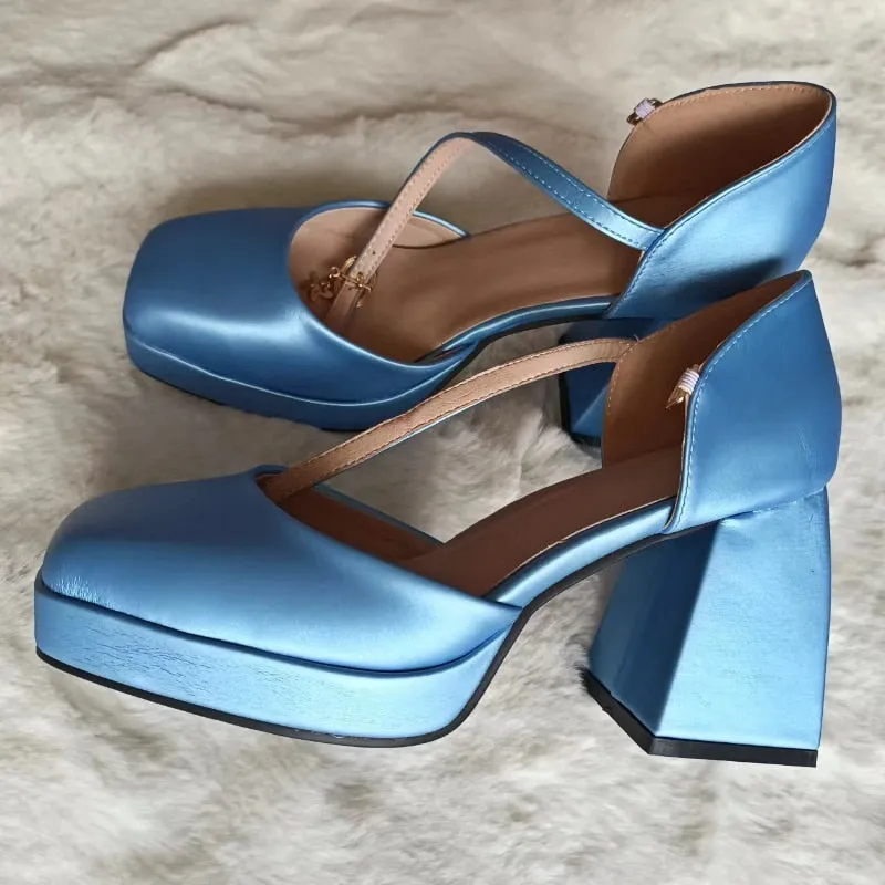 Wjczt Women's High Heel Sandals 2023 Summer New Luxury Round Head Comfortable Chunky Heels Fashion Printed Shoes All-match, Size 43 45