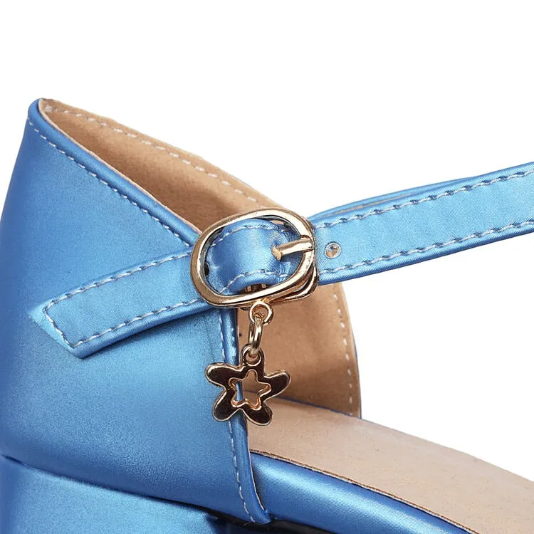 Wjczt Women's High Heel Sandals 2023 Summer New Luxury Round Head Comfortable Chunky Heels Fashion Printed Shoes All-match, Size 43 45