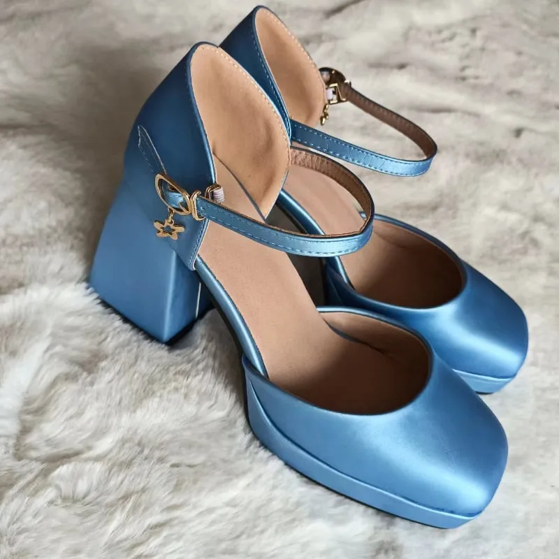 Wjczt Women's High Heel Sandals 2023 Summer New Luxury Round Head Comfortable Chunky Heels Fashion Printed Shoes All-match, Size 43 45