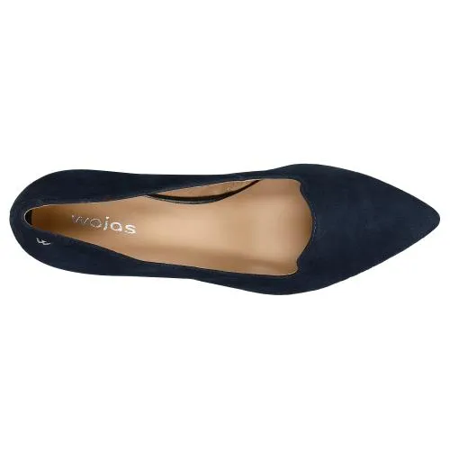 Wojas Navy Blue Leather Ballet Flats | 4500566