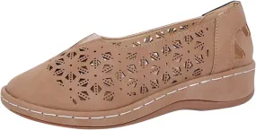 Womens Loafers Summer Comfortable Dressy Soft Plat Sandals Breathable Hollow Out Office Work Shoes Closed Toe Low Heel Walking Slip On Sandal for Women Casual Lightweight