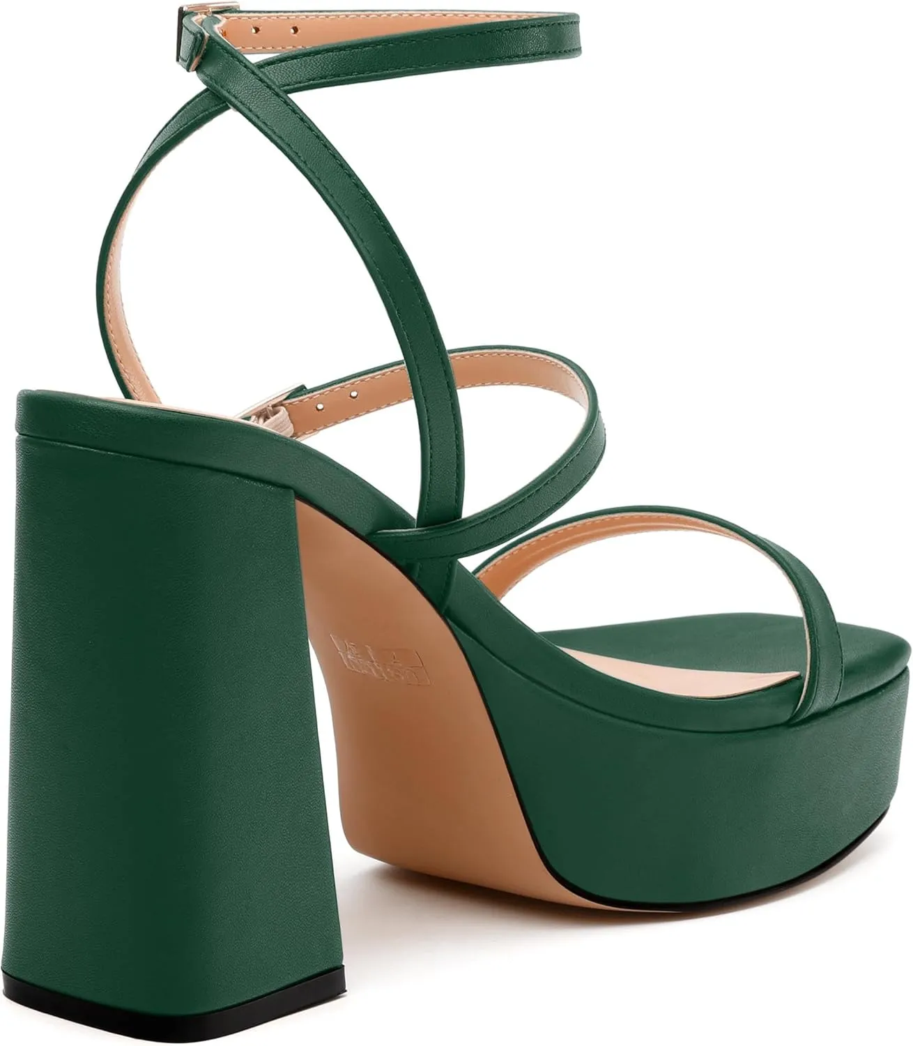 Womens Platform Heel Sandals, Square Open Toe High Chunky Heel Ankle Strap Sandals, High Block Heel Strappy Buckle Sandals 5"