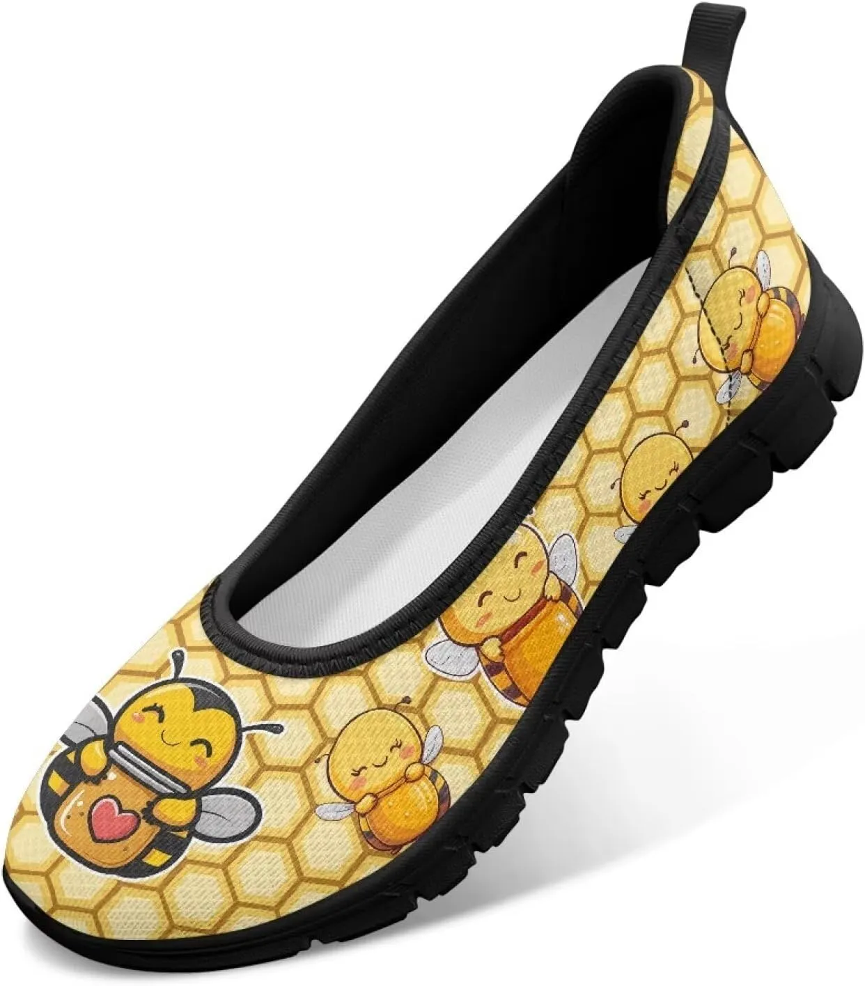 Women's Slip on Loafer Shoes Mesh Casual Ballet Flat Walking Sneakers Knit Round Toe Casual Shoes