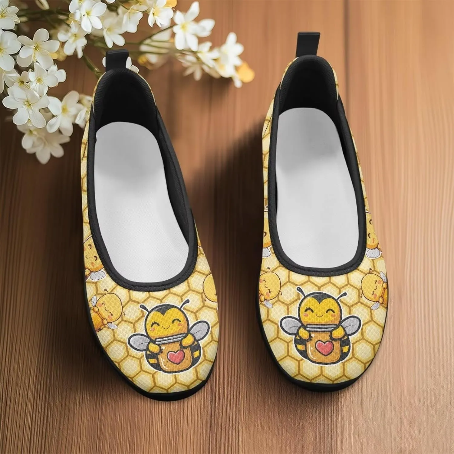 Women's Slip on Loafer Shoes Mesh Casual Ballet Flat Walking Sneakers Knit Round Toe Casual Shoes