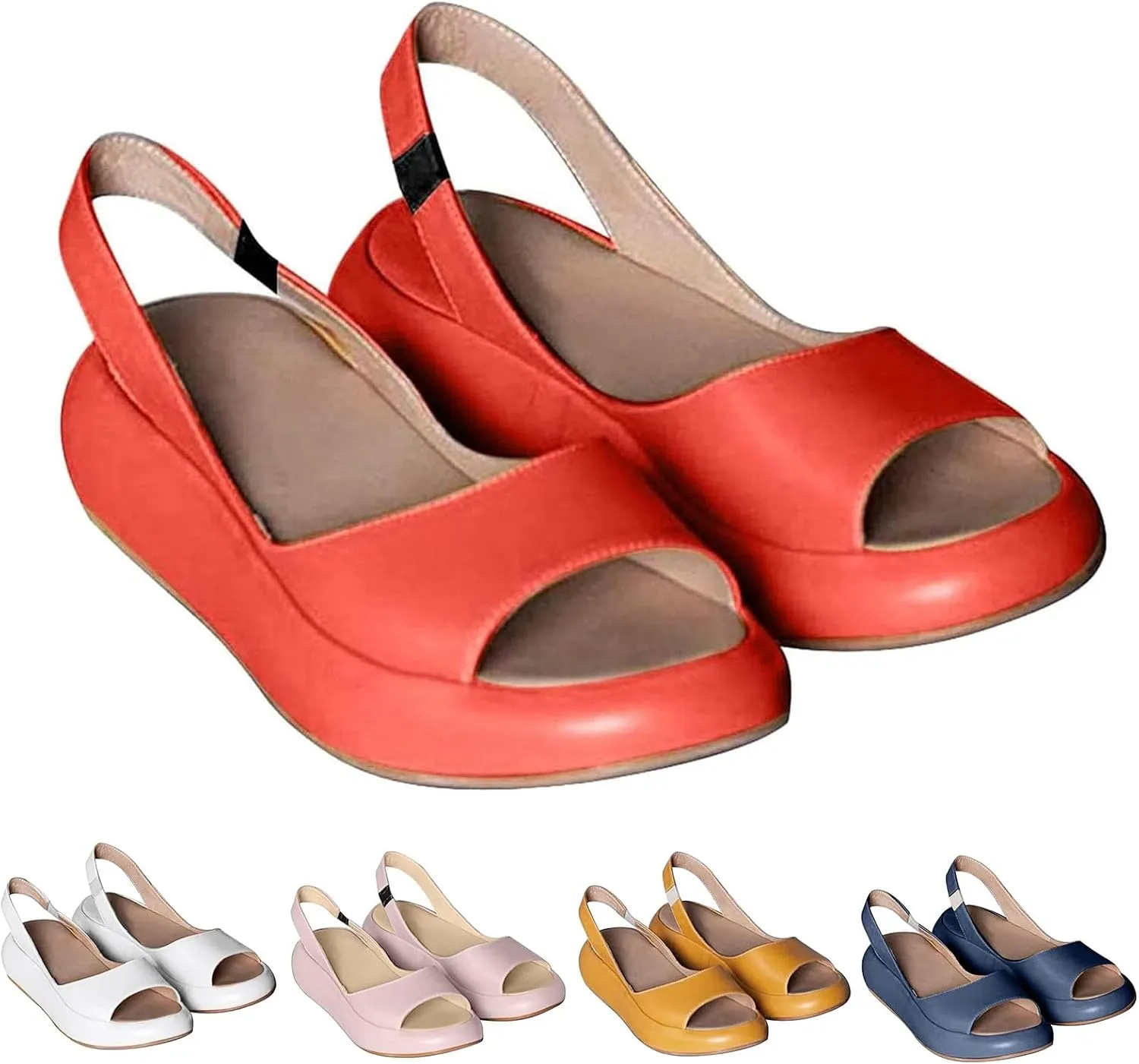 ZWRXW Womens Wedge Sandals Open Toe Orthopedic Arch Support Orthopedic Wedge Sandal Non Slip Wedges Platform Shoes Slip On Dressy Summer Comfortable Slides Sandals